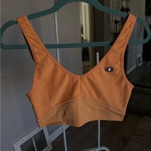 Champion Ribbed Apricot Sports Bra with V-Neck